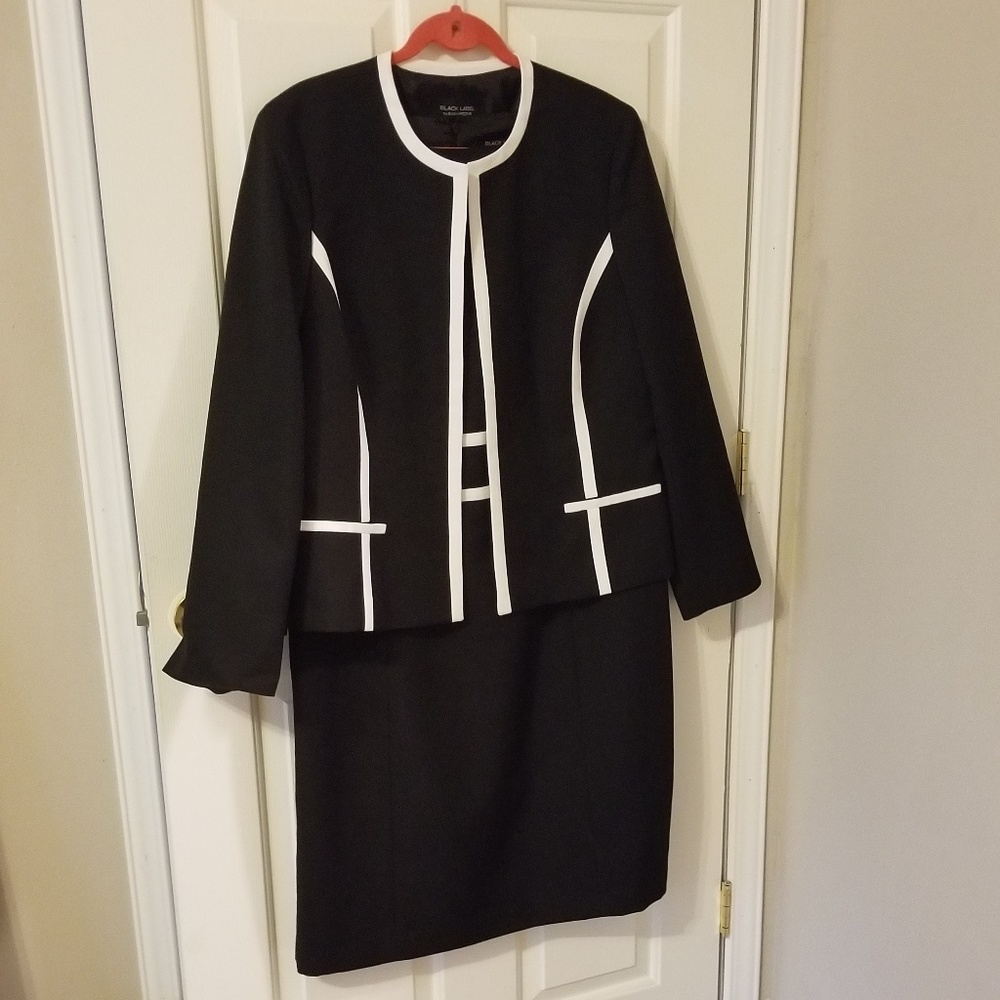 Plus size black and white suit
